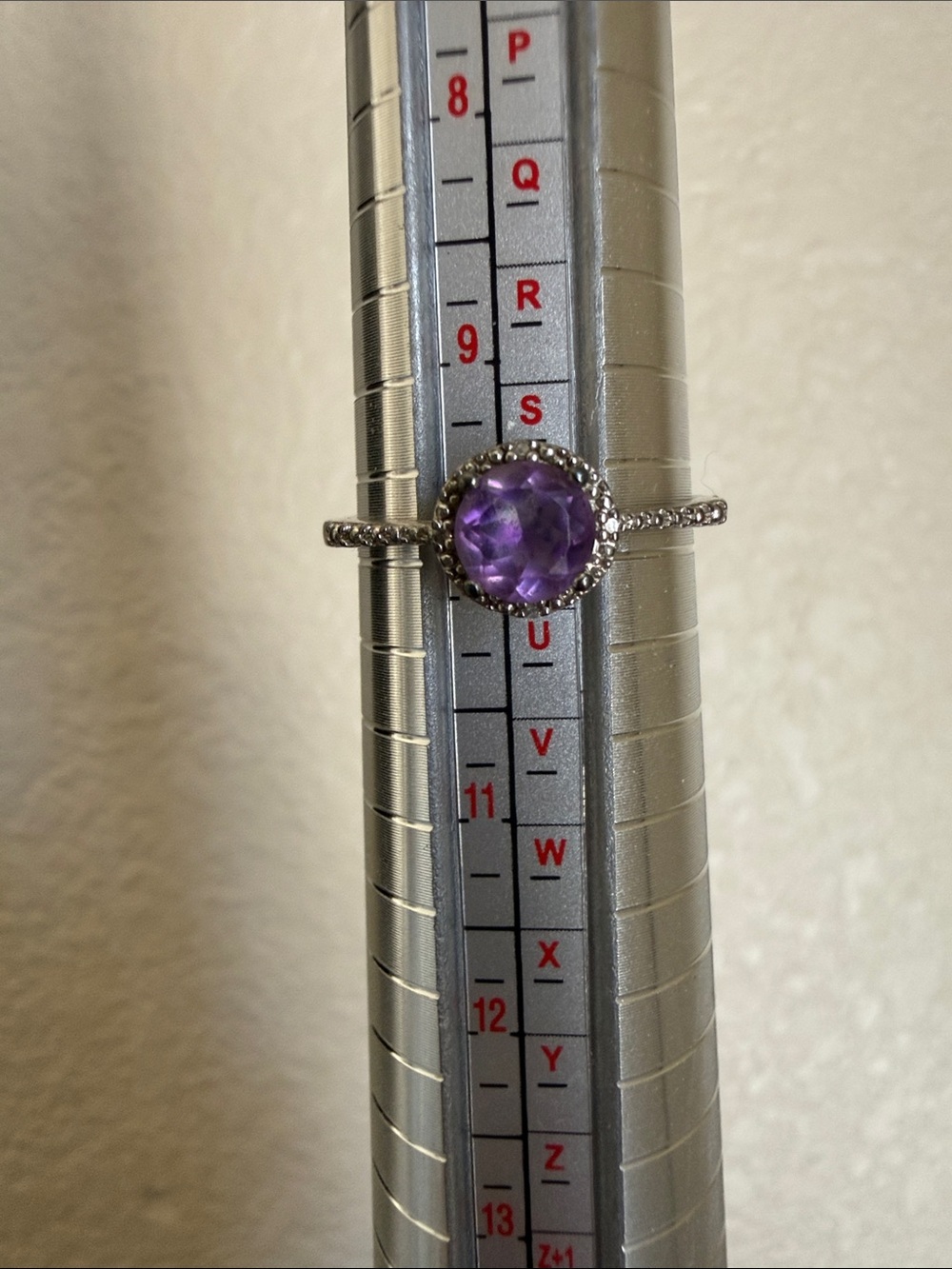 Sterling Silver Purple Gemstone Halo Ring